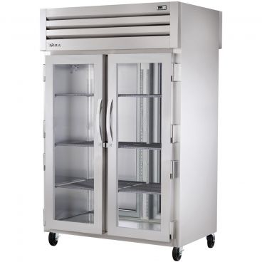 True STG2HPT-2G-2S Spec Series 2-Section 52 5/8" Wide Full-Height Glass Front/Solid Rear Swing Door Insulated Pass-Thru Heated Holding Cabinet With Stainless Steel Door With Aluminum Sides And Interior, 208-240V 3000 Watts