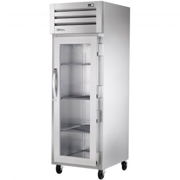 True STR1R-1G-HC Spec Series ENERGY STAR Certified 1-Section 27 1/2" Wide Full-Height Glass Door Insulated R290 Hydrocarbon Reach-In Refrigerator With Stainless Steel Exterior And Interior, 115V