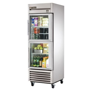 True T-23G-2-HC~FGD01 T Series Reach-In One Section Refrigerator w/ Two Glass Swing Doors And Three PVC Coated Wire Shelves