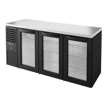 True TBR72-RISZ1-L-B-GGG-1 72" Back Bar Refrigerator with Glass Doors and LED Interior Lighting
