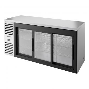 True TBR72-RISZ1-L-S-111-1 72" Stainless Steel Back Bar Refrigerator with Sliding Glass Doors and LED Interior Lighting