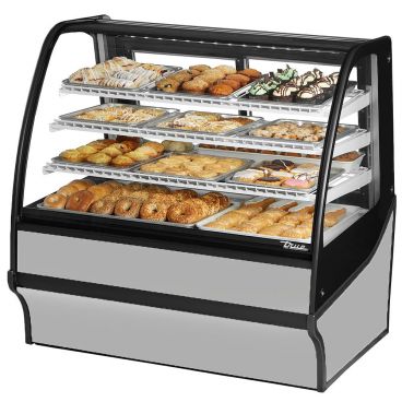 True TDM-DC-48-GE/GE-S-W 48" Stainless Steel Curved Glass Dry Bakery Display Case
