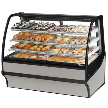 True TDM-DC-59-GE/GE-S-S 59" Stainless Steel Curved Glass Dry Bakery Display Case with Stainless Steel Interior
