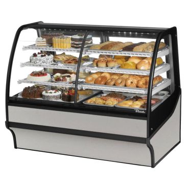 True TDM-DZ-59-GE/GE-S-S 59" Stainless Steel Curved Glass Dual Dry / Refrigerated Bakery Display Case with Stainless Steel Interior