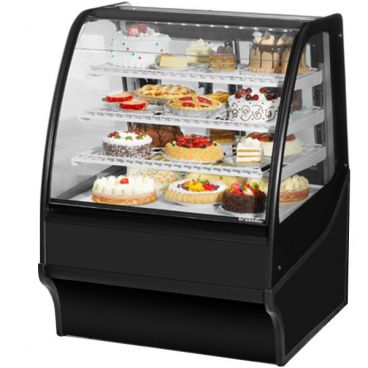 True TDM-R-36-GE/GE-B-W 36" Black Curved Glass Refrigerated Display Merchandiser