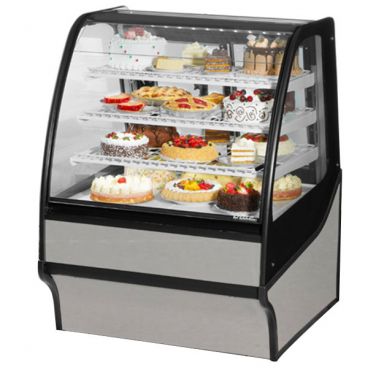 True TDM-R-36-GE/GE-S-S 36" Stainless Steel Curved Glass Refrigerated Bakery Display Case with Stainless Steel Interior 
