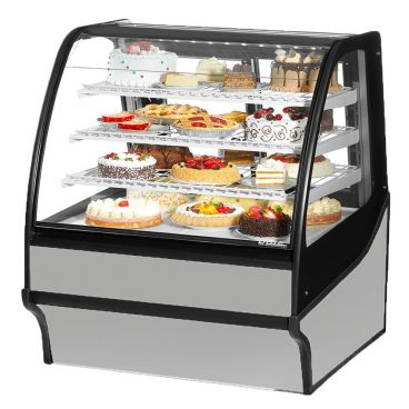 True TDM-R-36-GE/GE-S-W 36" Stainless Steel Curved Glass Refrigerated Bakery Display Case