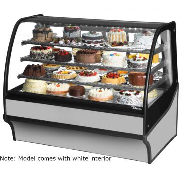 True TDM-R-59-GE/GE-S-W 59" Stainless Steel Refrigerated Curved Glass Display Merchandiser