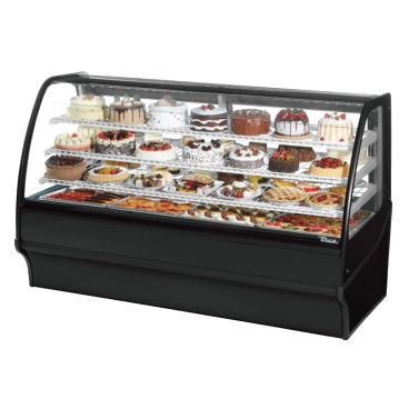 True TDM-R-77-GE/GE-B-W 77" Stainless Steel Curved Glass Refrigerated Bakery Display Case - Black, White