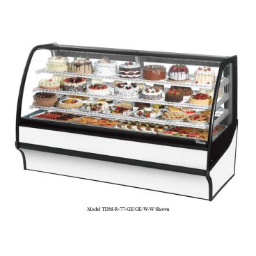 True TDM-R-77-GE/GE-S-S 77" Stainless Steel Curved Glass Refrigerated Bakery Display Case with Stainless Steel Interior  