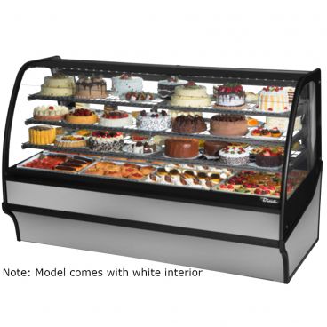 True TDM-R-77-GE/GE-S-W 77" Stainless Steel Refrigerated Curved Glass Display Merchandiser