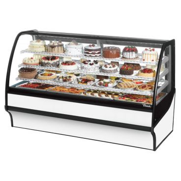 True TDM-R-77-GE/GE-W-W 77" White Curved Glass Refrigerated Bakery Display Case  