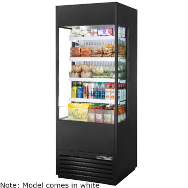 True TOAM-30GS-HC~NSL01 White 30" Wide Glass-Sided Non-Standard-Look R290 Hydrocarbon Open Vertical Air Curtain Refrigerated Merchandiser, 115V 3/4 HP