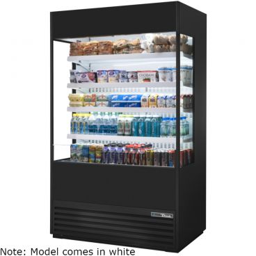 True TOAM-48GS-HC~NSL01 White 48" Wide Glass-Sided Non-Standard-Look R290 Hydrocarbon Open Vertical Air Curtain Refrigerated Merchandiser, 208-230V 1 1/2 HP