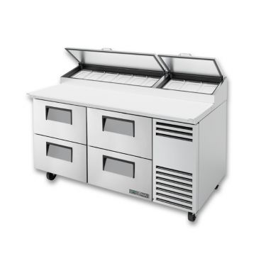 True TPP-AT-67D-4-HC 67-3/8” Four Drawer Alternate Top Pizza Prep Table With 9 Food Pans And Hydrocarbon Refrigerant - 115V