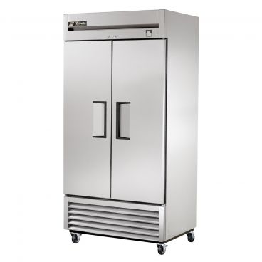 True TS-35F-HC Reach-In Two Section Freezer w/ Two Stainless Steel Solid Doors And Six Adjustable PVC Coated Wire Shelves