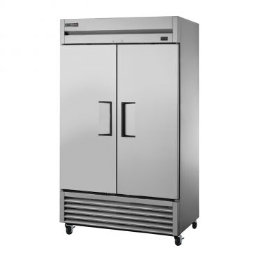 True TS-43F-HC Reach-In Two Section Stainless Steel Freezer w/ Two Stainless Steel Solid Doors And Six PVC Coated Wire Shelves