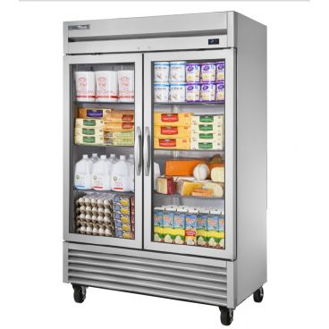 True TS-49G-HC~FGD01 TS Series Reach-In Two Section Refrigerator w/ Two Glass Doors And Six PVC Coated Shelves