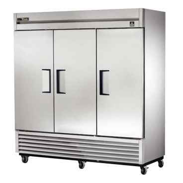 True TS-72-HC TS Series Reach-In Three Section Refrigerator w/ Three Solid Doors And Nine PVC Coated Shelves