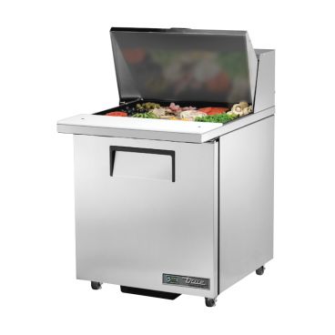 True TSSU-27-12M-C-HC 27-5/8” Mega-Top Solid Door Sandwich / Salad Food Prep Table Refrigerator With 12 Food Pans And Hydrocarbon Refrigerant - 115V