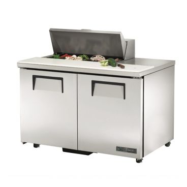 True TSSU-48-08-ADA-HC 48-3/8” ADA Compliant Two Door Sandwich / Salad Food Prep Table Refrigerator With 8 Food Pans And Hydrocarbon Refrigerant - 115V