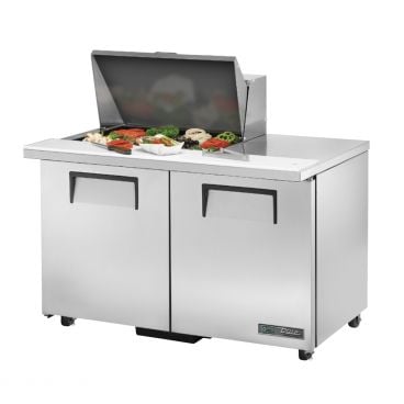 True TSSU-48-12M-B-ADA-HC 48-3/8” ADA Compliant Mega-Top Two Door Sandwich / Salad Food Prep Table Refrigerator With 12 Food Pans And Hydrocarbon Refrigerant - 115V