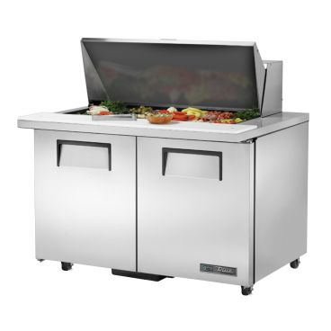 True TSSU-48-18M-B-ADA-HC 48-3/8” ADA Compliant Two Door Mega-Top Sandwich / Salad Food Prep Table Refrigerator With 18 Food Pans And Hydrocarbon Refrigerant - 115V