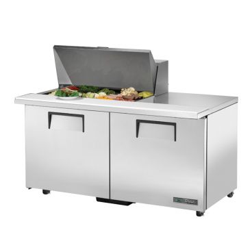True TSSU-60-15M-B-ADA-HC 60-3/8” ADA Compliant Mega-Top Two Door Sandwich / Salad Food Prep Table Refrigerator With 15 Food Pans And Hydrocarbon Refrigerant - 115V