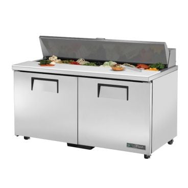 True TSSU-60-16-ADA-HC 60-3/8” ADA Compliant Two Door Sandwich / Salad Food Prep Table Refrigerator With 16 Food Pans And Hydrocarbon Refrigerant - 115V