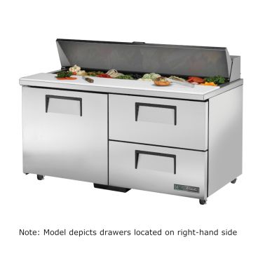 True TSSU-60-16D-2-ADA-HC_LH 60-3/8” ADA Compliant Solid Door Sandwich / Salad Food Prep Table Refrigerator With Two Left-Hand Drawers And Hydrocarbon Refrigerant - 115V