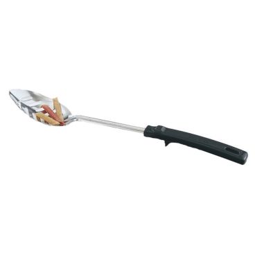 Vollrath 46947 Grip N' Serv 14" Slotted Stainless Steel Basting / Serving Spoon With Black Heat-Resistant Handle