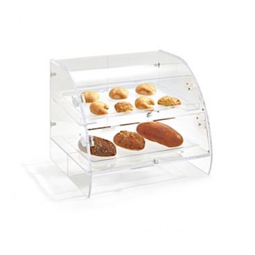 Vollrath XLBC2P-1826-13 Extra Large Two Tier Acrylic Display Case with Front Doors and Mirrored Rear Doors