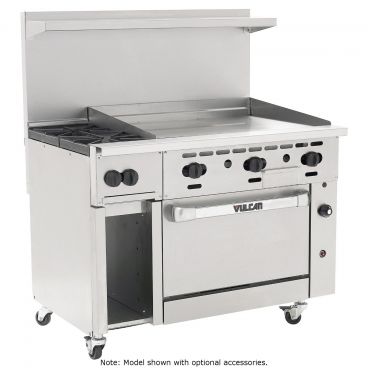 Vulcan 48C-2B36GT Endurance Liquid Propane 2 Burner 48" Range with 36" Thermostatic Griddle, Convection Oven, and 12" Cabinet Base - 155,000 BTU