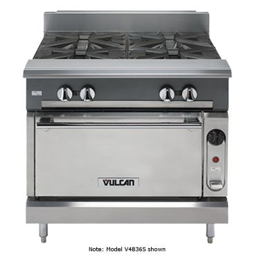 Vulcan V2BG18C Series 36" 2 Burner Heavy-Duty Manual Range with 18" Right Side Griddle and Convection Oven Base - 132,000 BTU