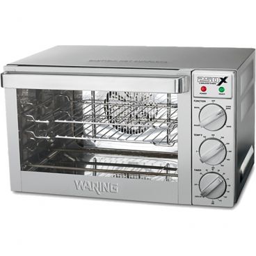 Waring WCO250X Countertop Electric 1/4-Size 3-Pan Capacity Stainless Steel Commercial Convection Oven With Manual Controls, 120V 1700 Watts