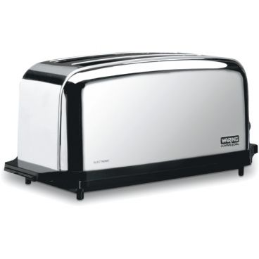 Waring WCT704 Light-Duty Extra-Long 2 to 4-Slice Chrome-Plated Pop-Up Toaster With 1 3/8" Wide Slots, 120V 1800 Watts