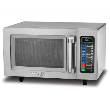 Waring WMO90 Commercial Medium-Duty 0.9 Cubic ft Stainless Steel Microwave Oven With Programmable Touch Control Keypad With Braille, 120V 1000 Watts
