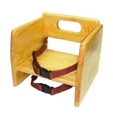Thunder Group WDTHBS018 Natural Finish Wood Booster Seat with Harness Straps 