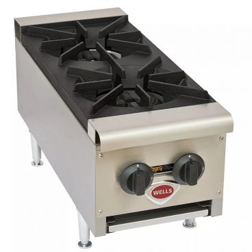 Wells HDHP-1230G Natural Gas Heavy Duty 12" Two Burner Countertop Hot Plate with Infinite Controls - 53,000 BTU