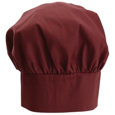 Winco CH-13BG Burgundy 13 Inch High Signature Chef Poly/Cotton Professional Chef Hat With Wide Head Band And Adjustable Velcro Closure