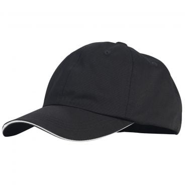 Winco CHBC-4BK Black 4 3/4 Inch High Signature Chef Poly/Cotton Baseball Cap Chef Hat With Built-In Sweatband And Adjustable Metal Buckle Back Strap