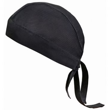 Winco CHHW-3K Black Signature Chef Poly/Cotton Breathable Head Wrap With Ties At Back