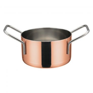 Winco DCWE-203C Copper Plated Steel 3-1/2" x 2" Mini Casserole Serving Dish with 2 Handles