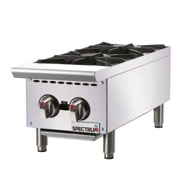 Winco NGHP-2 Spectrum Two Burner Stainless Steel Countertop Gas Hot Plate - 50,000 BTU