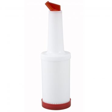 Winco PPB-1R 1 Qt. Pour Bottle with Red Spout and Cap