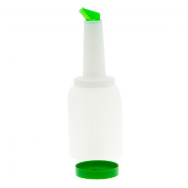 Winco PPB-2G 2 Qt. White Pour Bottle with Green Spout and Cap