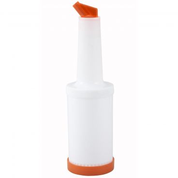 Winco PPB-2O 2 Qt. White Pour Bottle with Orange Spout and Cap