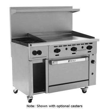 Wolf C48S-2B36G_LP Liquid Propane 48" Challenger XL Series Manual Range with 2 Burners, 36" Right Side Griddle, and Standard Oven - 155,000 BTU