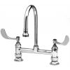 T&S Brass B-0322-04 8" Center Deck-Mounted Surgical Sink Faucet with 13" Rigid Gooseneck - 1/2" NPT