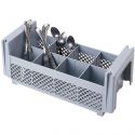 Cambro 8FBNH434151 Soft Gray Camrack 8 Compartment Half Size Flatware Basket with No Handles